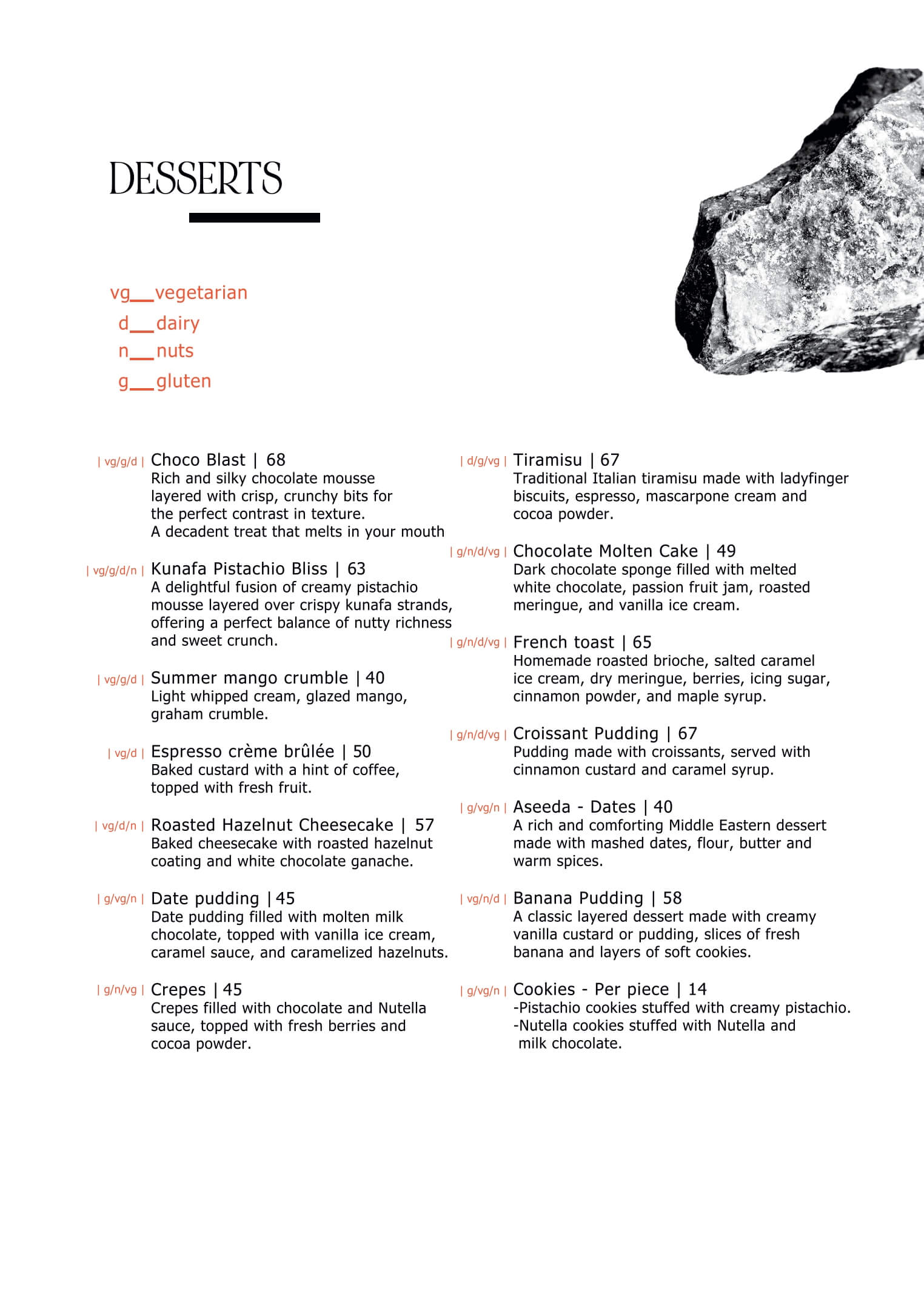 menu item