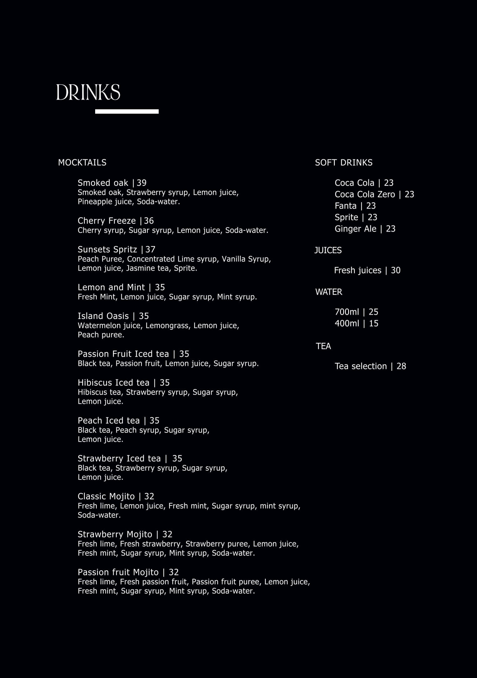 menu item